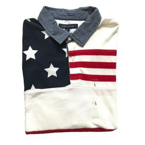 Tommy Hilfiger american flag allover print polo
